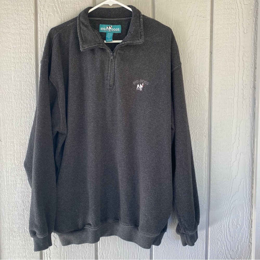 Big Dogs Black 1/4 Zip Up Sweater Comfortable Fit Size 1X